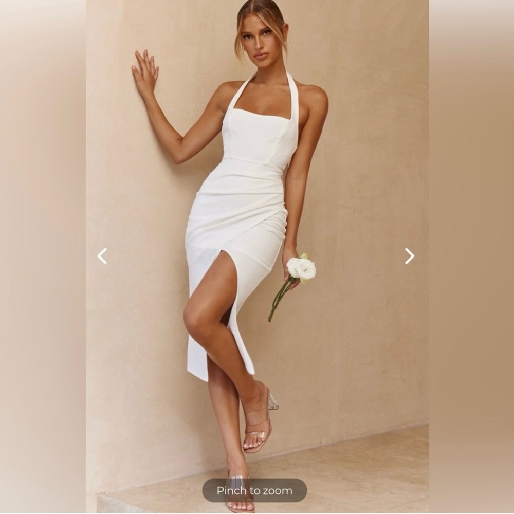 Lulu's White Backless Halter Dress